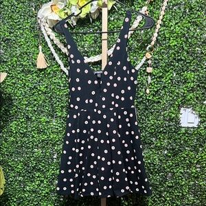 Express Black Romper Dress with Pink Floral Pattern Boho Babydoll size small